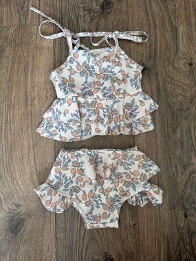 Baby Lemon Print Ruffle Two-Piece Tankini Swimsuit 3-6m